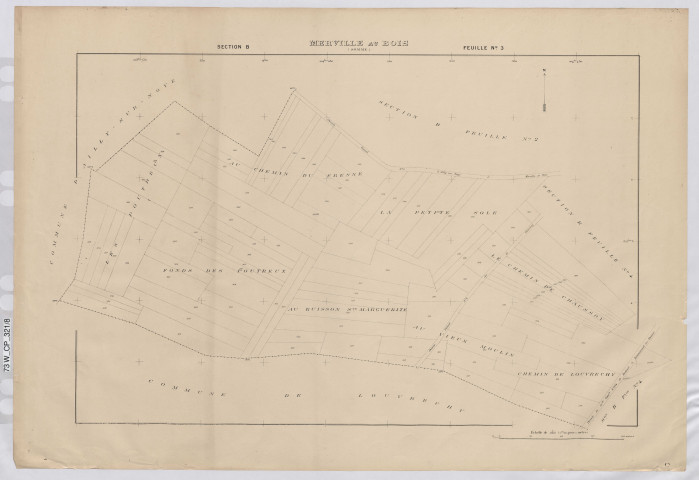 Plan du cadastre rénové - Merville-au-Bois : section B3