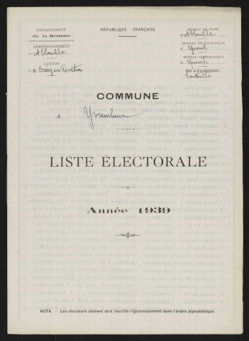 Liste électorale : Yvrencheux