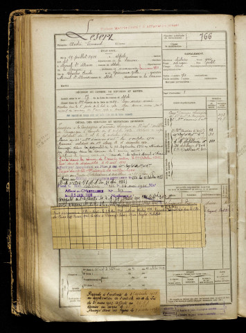 Lesert, André Fernand, né le 19 juillet 1900 à Nesle (Somme), classe 1920, matricule n° 766, Bureau de recrutement de Péronne