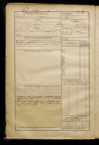 Guilbault, Anthime Emile Léopold, né le 25 janvier 1897 à Boismont (Somme), classe 1917, matricule n° 1518, Bureau de recrutement d'Abbeville