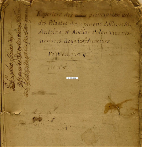 Etudes de Me Abdias Callon et de Me Antoine Callon. Répertoire pour la période 1575-1637