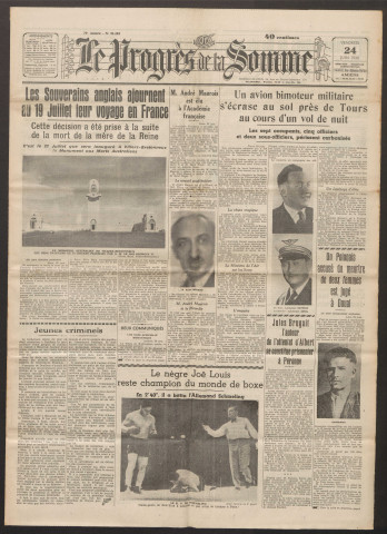 Le Progrès de la Somme, numéro 21463, 24 juin 1938