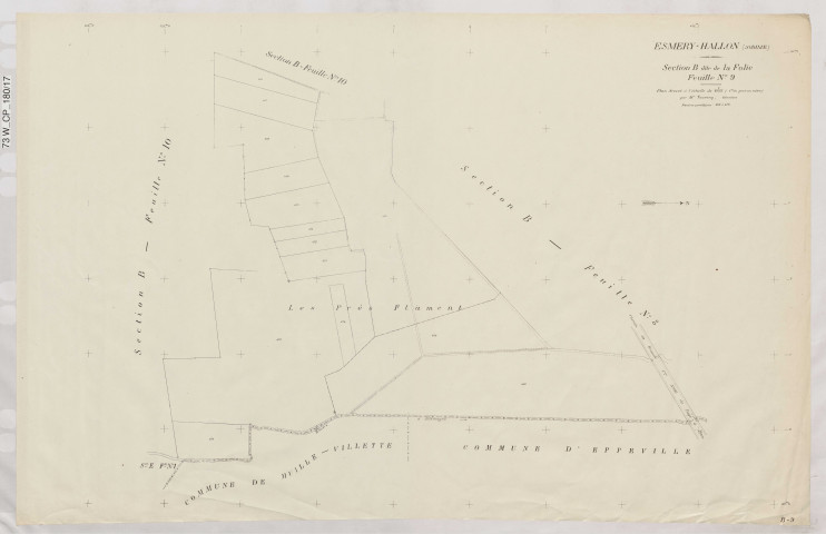 Plan du cadastre rénové - Esmery-Hallon : section B9
