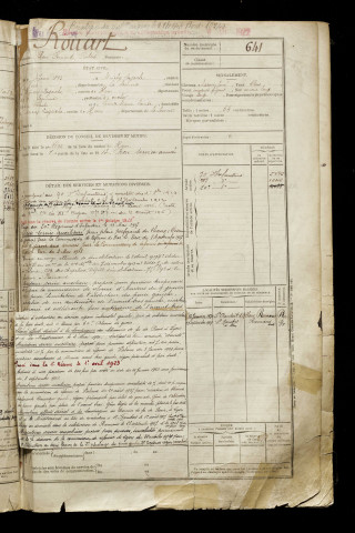 Rouart, René Fernand Robert, né le 02 juin 1893 à Monchy-Lagache (Somme), classe 1913, matricule n° 641, Bureau de recrutement de Péronne