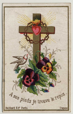 A ses pieds je trouve le repos. La Croix, la Couronne d'épines et le Sacré Coeur de Jésus