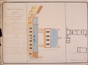 Terramesnil. Plan de l'école des garçons comprenant un fournil, un poulailler, des étables, la salle de mairie et le logement de l'instituteur