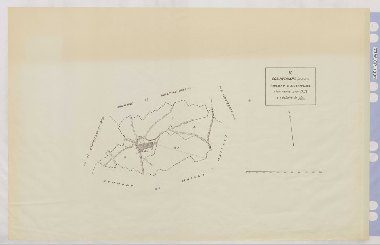 Plan du cadastre rénové - Colincamps : tableau d'assemblage (TA)