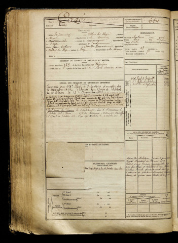 Cazé, Louis, né le 30 juin 1895 à Villers-lès-Roye (Somme), classe 1915, matricule n° 664, Bureau de recrutement de Péronne