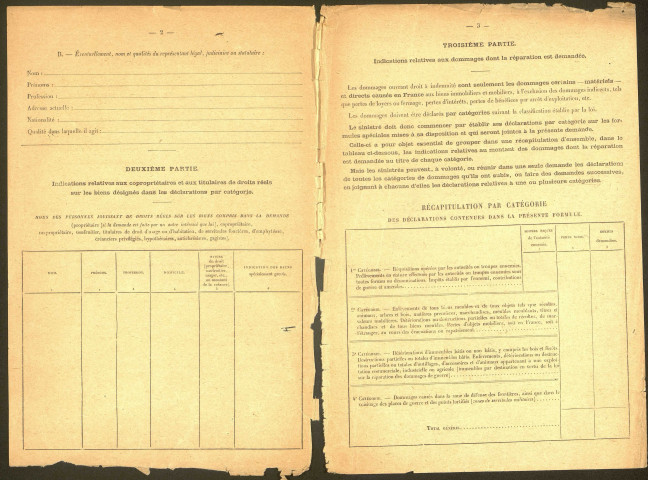 Bray-sur-Somme. Demande d'indemnisation des dommages de guerre : dossier Henry-Lecocq