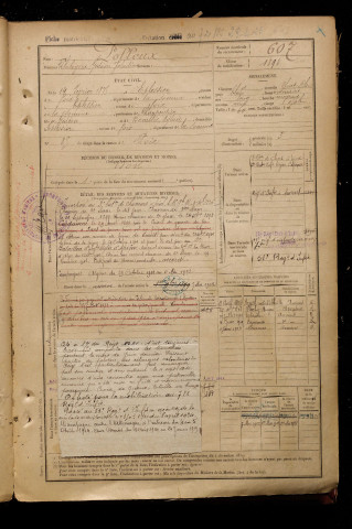 Polleux, Philogone Gédéon Valentin, né le 14 février 1875 à Éplessier (Somme), classe 1895, matricule n° 607, Bureau de recrutement d'Amiens