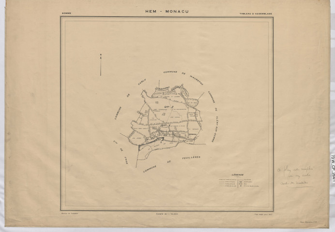 Plan du cadastre rénové - Hem-Monacu : tableau d'assemblage (TA)