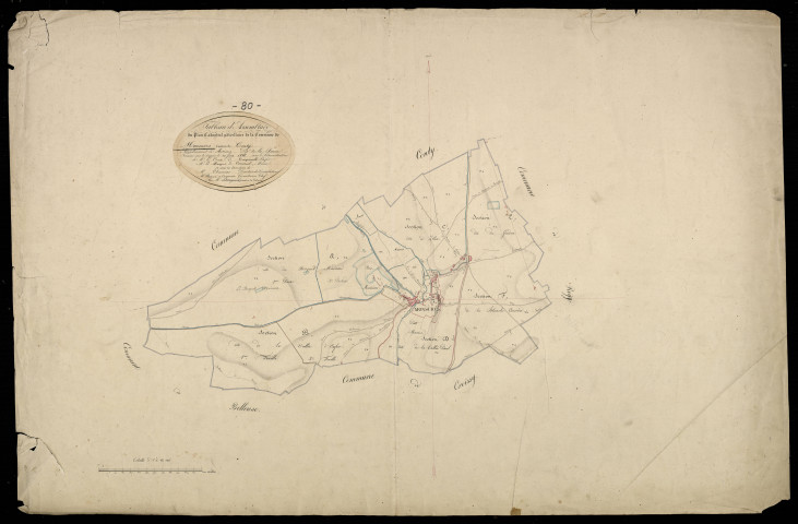 Plan du cadastre napoléonien - Monsures : tableau d'assemblage
