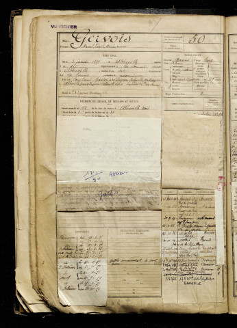 Gervois, Raoul Emile Arthur, né le 03 janvier 1899 à Abbeville (Somme), classe 1919, matricule n° 50, Bureau de recrutement d'Abbeville