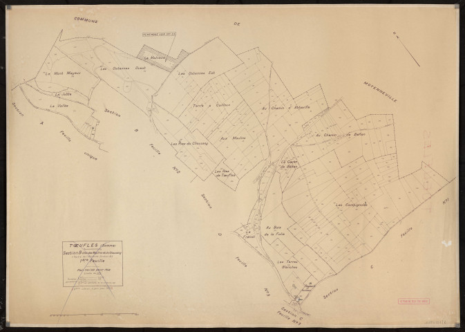 Plan du cadastre rénové - Toeufles : section B1