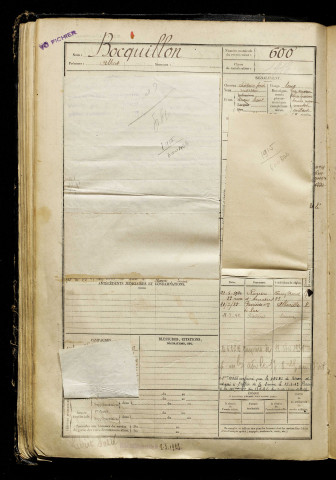 Bocquillon, Albert, né le 23 octobre 1895 à Amiens (Somme), classe 1915, matricule n° 600, Bureau de recrutement d'Abbeville