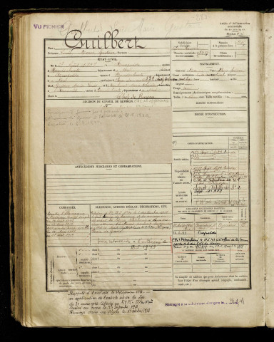 Guilbert, Louis Marie Gustave, né le 27 août 1897 à Rexpoëde (Nord), classe 1917, matricule n° 1435, Bureau de recrutement d'Amiens