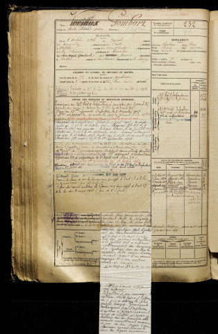 Gombart, Hector Hildevert Désiré, né le 01 octobre 1896 à Coivrel (Oise), classe 1916, matricule n° 232, Bureau de recrutement de Péronne