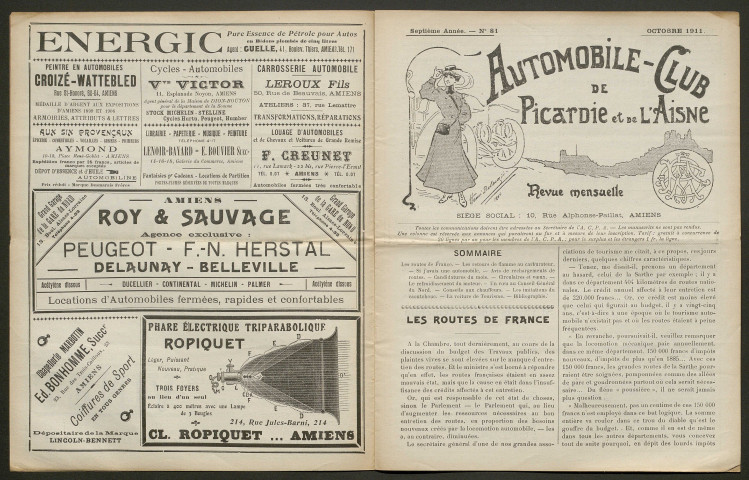 Automobile-club de Picardie et de l'Aisne. Revue mensuelle, 7e année, octobre 1911