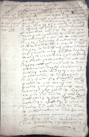 Etude de Me Antoine Limeu à Amiens (étude n°6). Minutes de l'année 1672