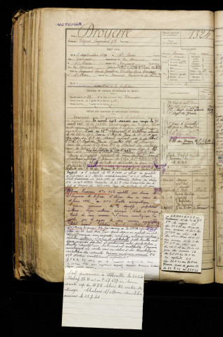 Droyerre, Edgard Raymond Jules, né le 06 septembre 1899 à Saint-Ouen (Somme), classe 1919, matricule n° 1324, Bureau de recrutement d'Abbeville
