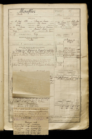 Monflier, Charles, né le 11 juin 1884 à Bray-sur-Somme (Somme), classe 1904, matricule n° 1115, Bureau de recrutement d'Abbeville