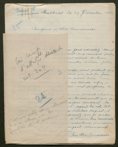 Témoignage de Blachair, Louis Henri et correspondance avec Jacques Péricard