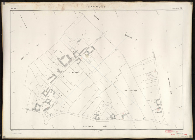 Plan du cadastre rénové - Cramont : section AE