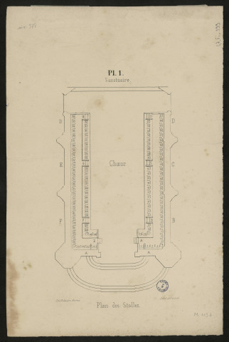 Cathédrale d'Amiens : plan des Stalles. Pl. 1