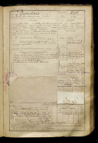 Bondois, Camille Julien Alexandre, né le 12 juillet 1882 à Belloy-sur-Somme (Somme), classe 1902, matricule n° 295, Bureau de recrutement d'Amiens