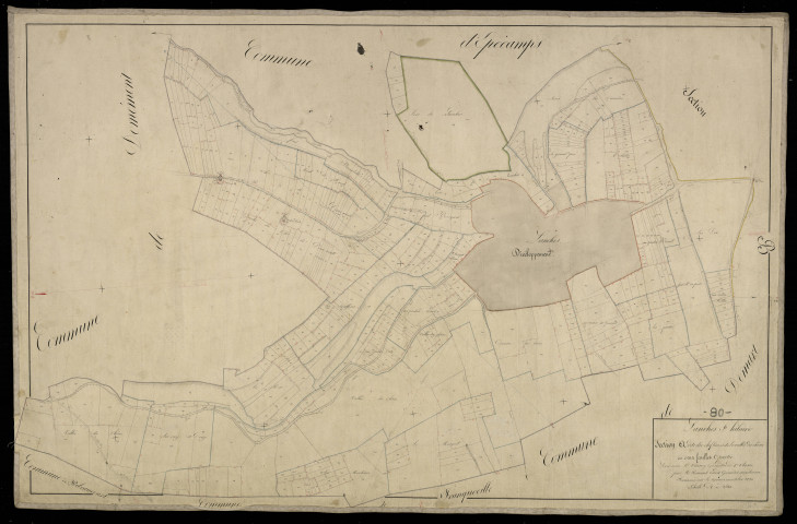 Plan du cadastre napoléonien - Lanches-Saint-Hilaire (Lanches Saint Hilaire) : Chef-lieu (Le) ; Vallée du Chêne (La), A