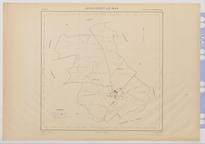 Plan du cadastre rénové - Aizecourt-le-Bas : tableau d'assemblage (TA)