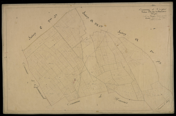 Plan du cadastre napoléonien - Vergies : Marettes (Les), B