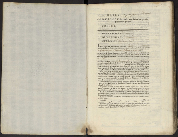 Contrôle des actes du bureau d'Andainville pour la période du 28 mai 1697 au 10 août 1719