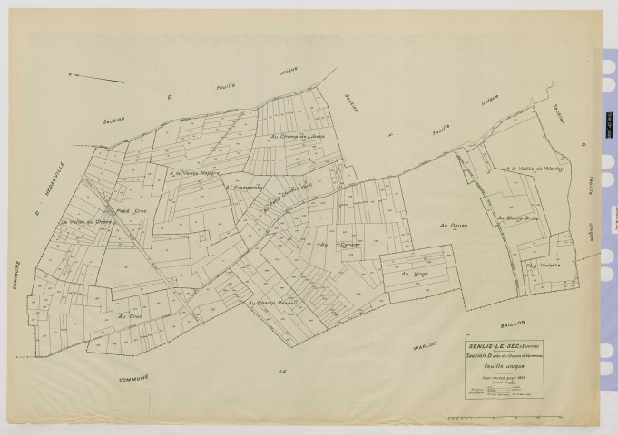 Plan du cadastre rénové - Senlis-le-Sec : section D