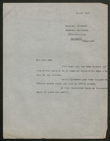 Témoignage de Duchesne, Emile et correspondance avec Jacques Péricard