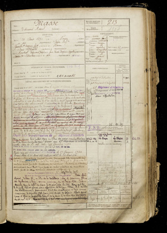 Masse, Edouard Marcel, né le 24 août 1891 à Rouen (Seine-Maritime), classe 1911, matricule n° 213, Bureau de recrutement d'Amiens