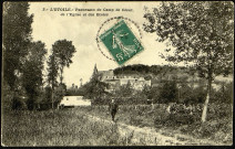L'Etoile (Somme). Panorama du Camp César, de l'église et des écoles