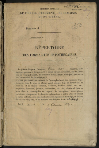 Répertoire des formalités hypothécaires, du 12/10/1889 au 27/01/1890, registre n° 350 (Abbeville)