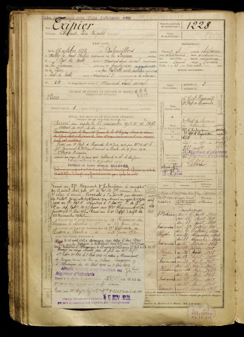 Tripier, Ildefonse Léon Léopold, né le 15 octobre 1883 à Coulonvillers (Somme), classe 1903, matricule n° 1228, Bureau de recrutement d'Amiens