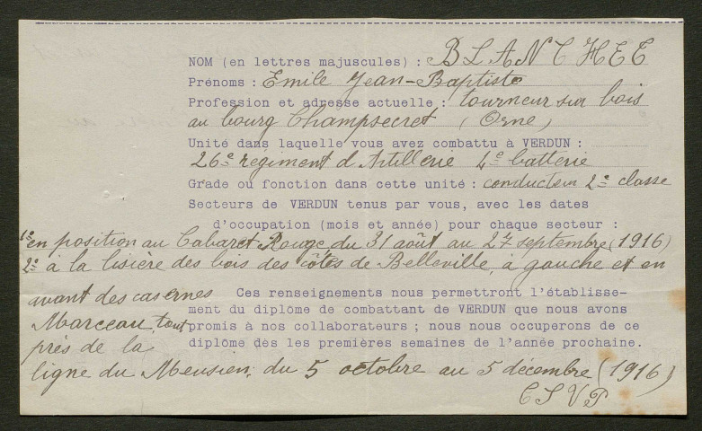 Témoignage de Blanchet, Emile et correspondance avec Jacques Péricard