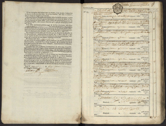 Contrôle des actes du bureau d'Andainville pour la période du 28 mai 1697 au 10 août 1719