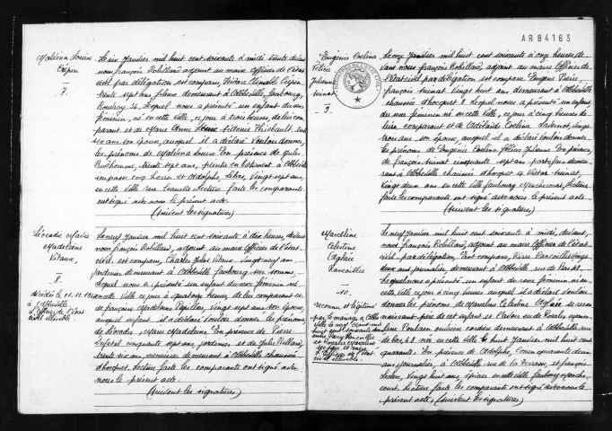 Abbeville : naissances, mariages, décès