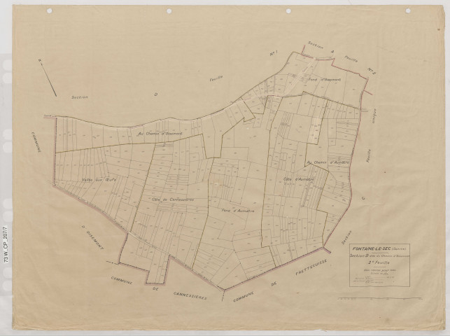 Plan du cadastre rénové - Fontaine-le-Sec : section D2