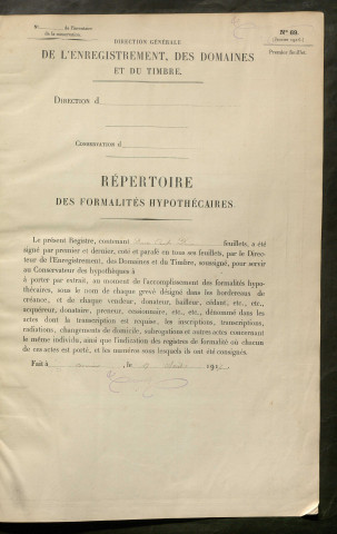 Répertoire des formalités hypothécaires, du 13/02/1869 au 23/04/1869, registre n° 228 (Péronne)