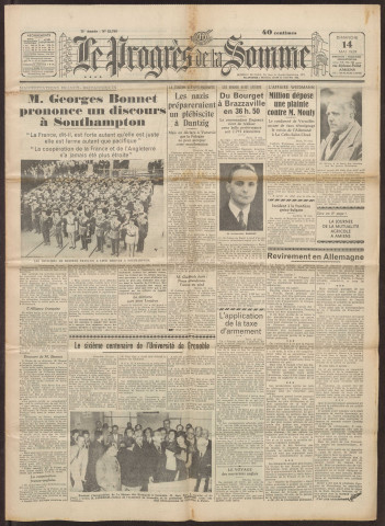 Le Progrès de la Somme, numéro 21785, 14 mai 1939