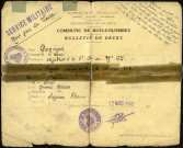 Bulletin de décès délivré par la commune de Bois-Colombes, certifiant le décès le 8 avril 1916 de Louis Gagnard, adjudant à la 5e Compagnie du 79e Régiment d'Infanterie