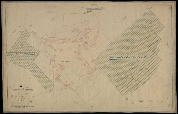 Plan du cadastre napoléonien - Fignieres : Village (Le), B2 (correspond au développement d'une partie de B1)