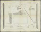 Plan de la place Saint-Denis à Amiens avec indication de la contenance des onze lots de terrain communal à vendre