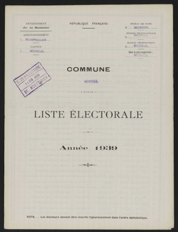 Liste électorale : Morisel