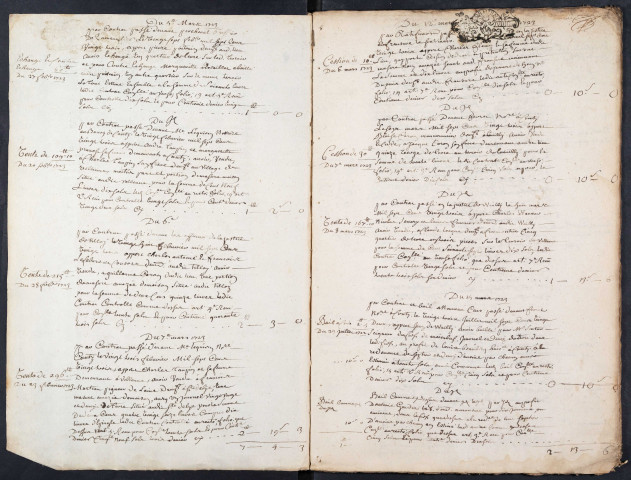 Centième denier du bureau de Conty pour la période du 5 mars 1723 au 5 février 1724